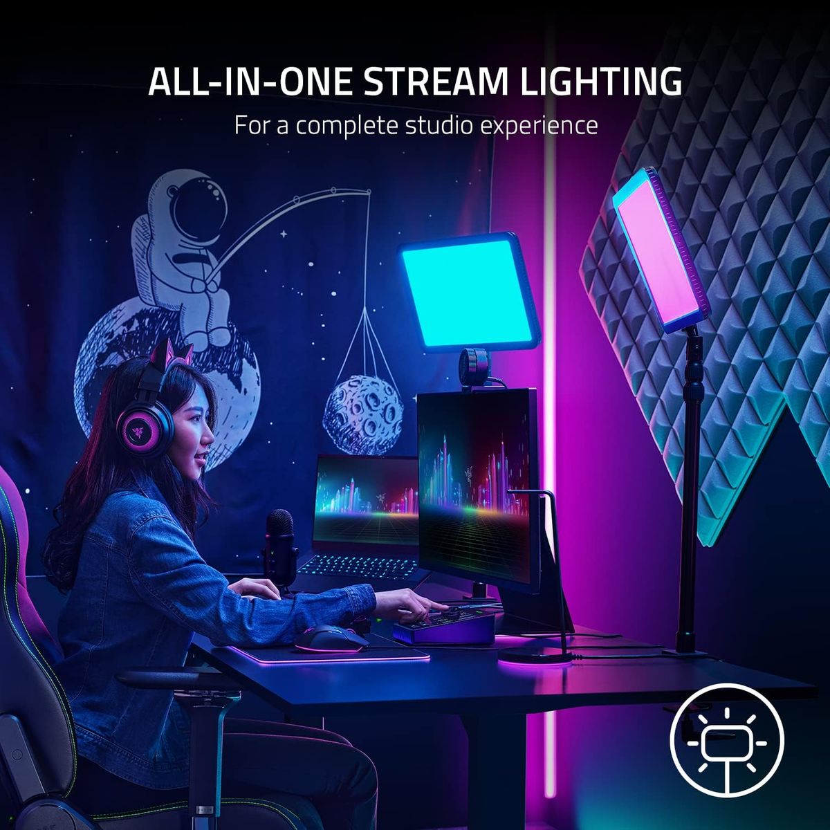 Razer Key Light Chroma All-in-one RGB Light for Streaming Black