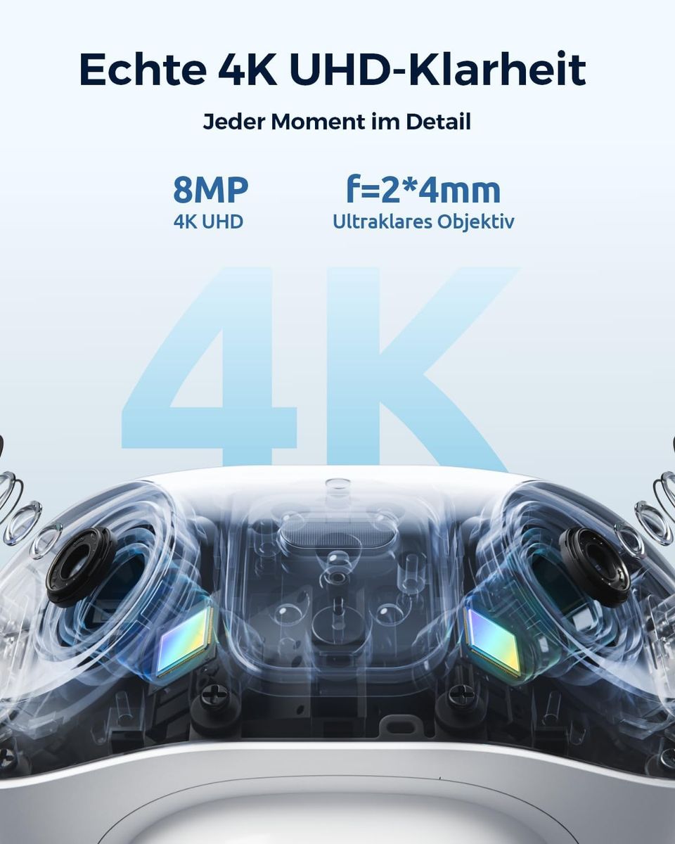 Reolink Argus 4 Pro + Solar Panel 2 4K Akku-Überwachungskamera für Außen, ColorX Farbnachtsicht, 180° Weitwinkel, Dual-Band Wi‑Fi 6, PIR & KI-Erkennung, IP66, Weiß