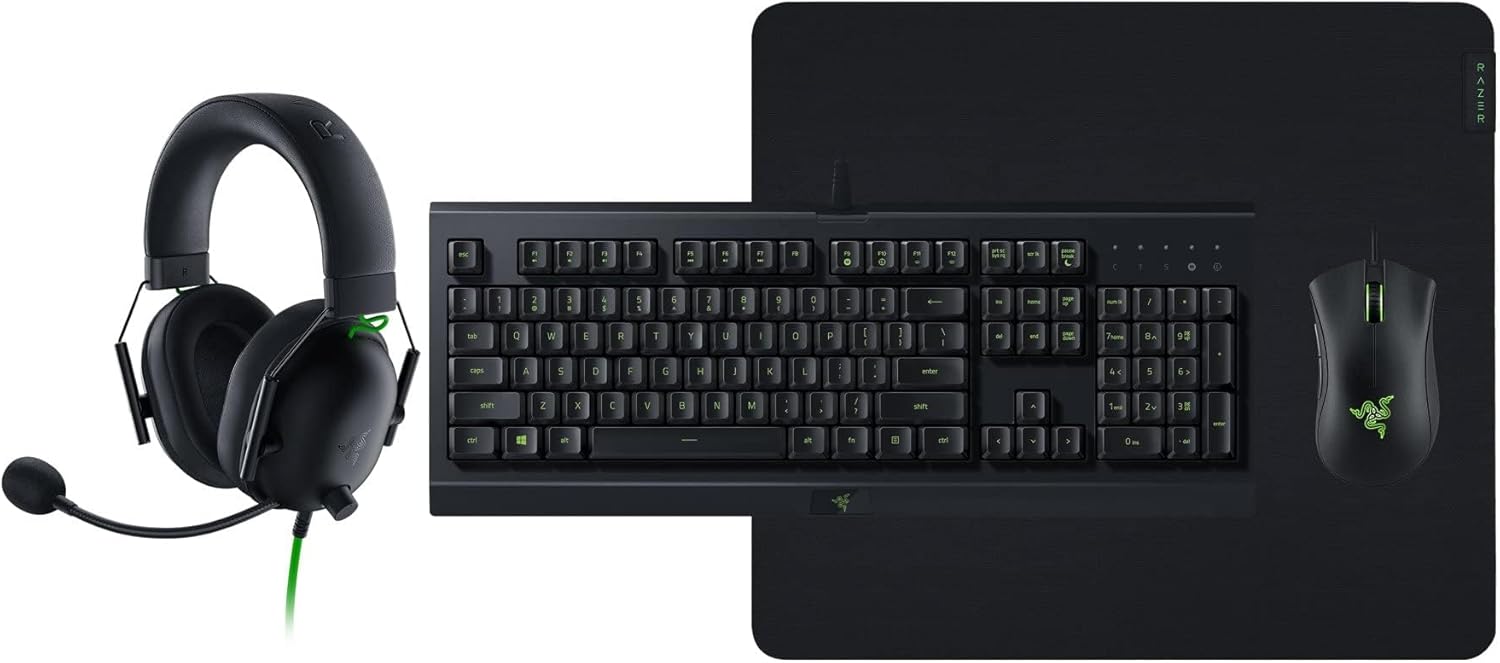 Razer Power Up Bundle V2 - (Cynosa Lite, Gigantus V2 Large, DeathAdder Essential, BlackShark V2 X) USA Layout QWERTY ISO