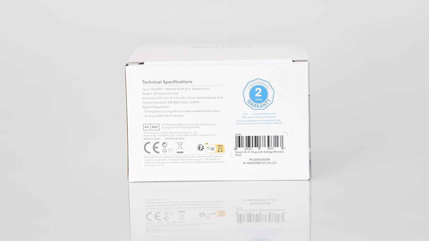 Meross Italienische Smart-Steckdose, Energieüberwachung, WLAN-Steckdose (Typ L) 16 A 3840 W, Fernbedienung, Überlastschutz, Timer-Funktion, kompatibel mit Alexa, Google Assistant, 2 Stück, 2,4 GHz 2St. Italien Plug Single Meross Italienische Smart-Steckdose, Energieüberwachung, WLAN-Steckdose (Typ L) 16 A 3840 W, Fernbedienung, Überlastschutz, Timer-Funktion, kompatibel mit Alexa, Google Assistant, 2 Stück, 2,4 GHz 2St. Italien Plug Single