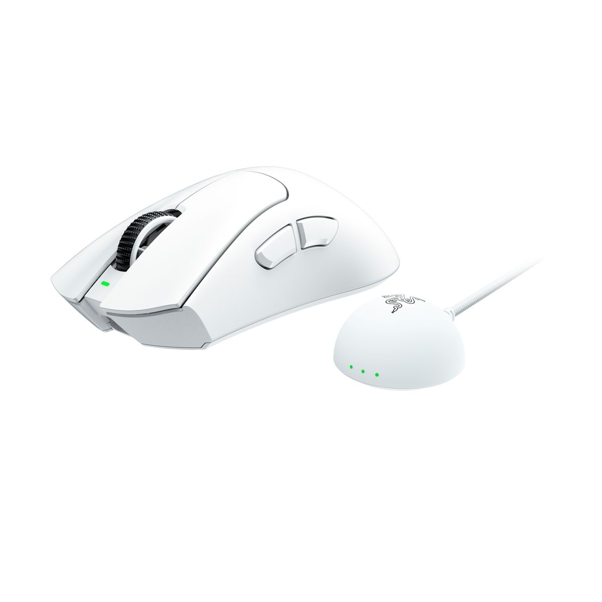 Razer DeathAdder V4 Pro Maus Gaming kabellos RF + USB Type-A, rechts, Optischer Sensor 45000 DPI, Weiß, 6 programmierbare Tasten, 8000 Hz
