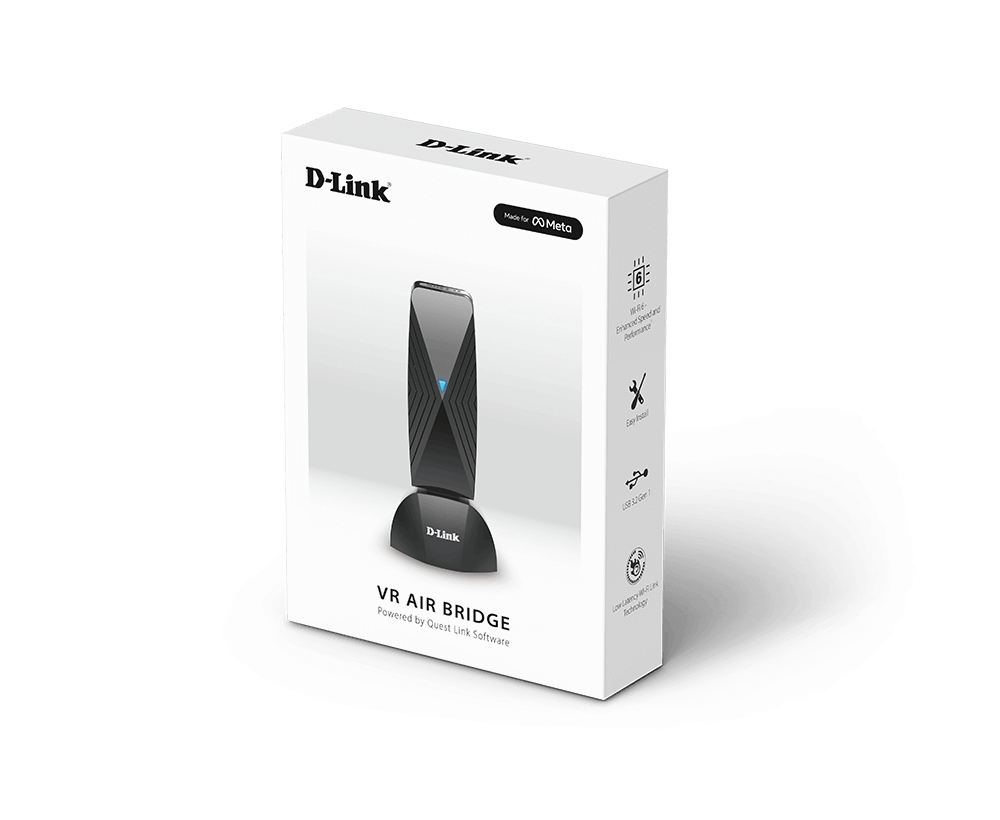 D-Link DWA-F18 - VR Air Bridge (Dedizierte Wireless-Verbindung vom Gaming-PC zum Meta Quest 2/ Quest3/ Meta Quest Pro, VR für 360° Bewegung - unterstützt Oculus App)