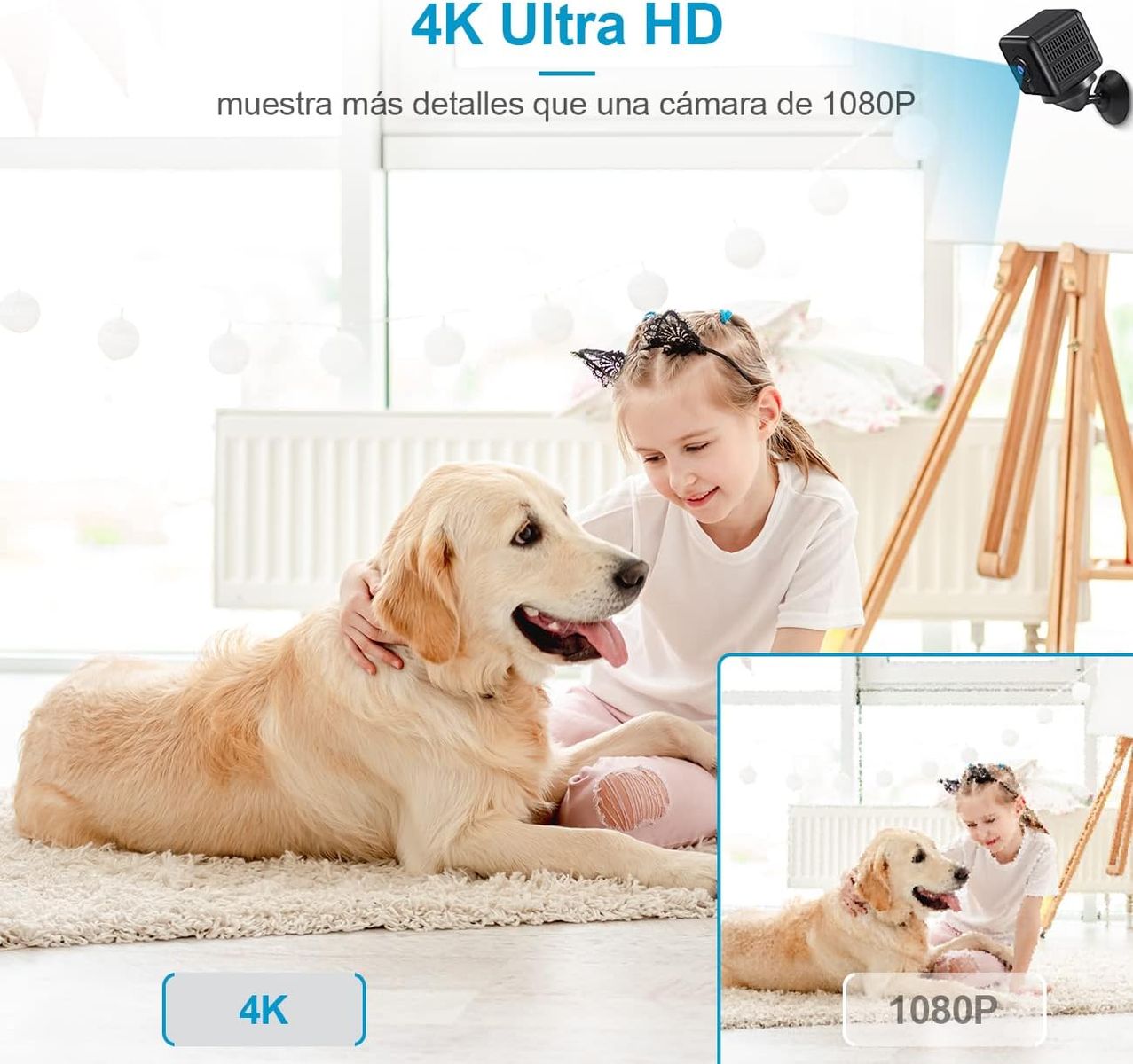 AOBOCAM A12 Mini-Spionagekamera 4K, Akku 1400mAh, WLAN 2,4 GHz, Nachtsicht, Bewegungserkennung, 6–8 Std., Indoor/Outdoor