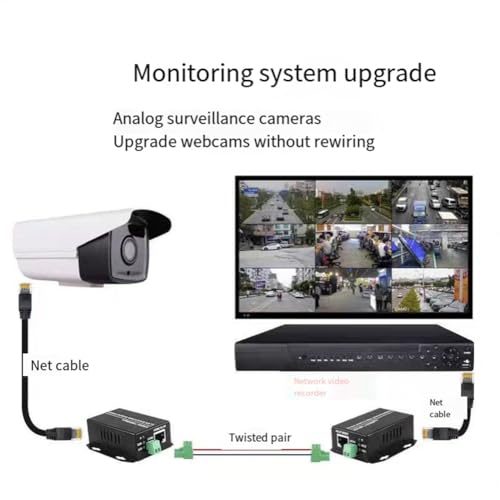 Qarmijaer 500763606 Ethernet Extender, Netzwerkverstärker RJ45 für Telefonie, bis 500 m über Cat5e/6, 1080P IP-Kameras, Plug-and-Play, Metallgehäuse