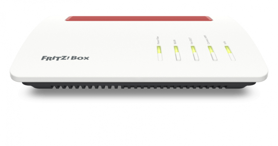 AVM FRITZ!Box 5590 Fiber Wi-Fi 6 Glasfasermodem WLAN AX bis 2.400 MBit/s 5 GHz 1.200 MBit/s 2,4 GHz WLAN Mesh DECT-Basis 2,5-Gigabit-Port geeignet für Deutschland Router Single