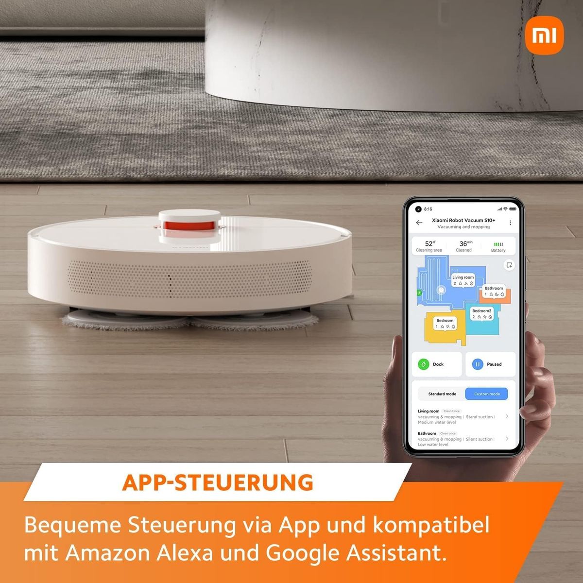 Xiaomi S10+ Roboter-Staubsauger Beutellos Weiß
