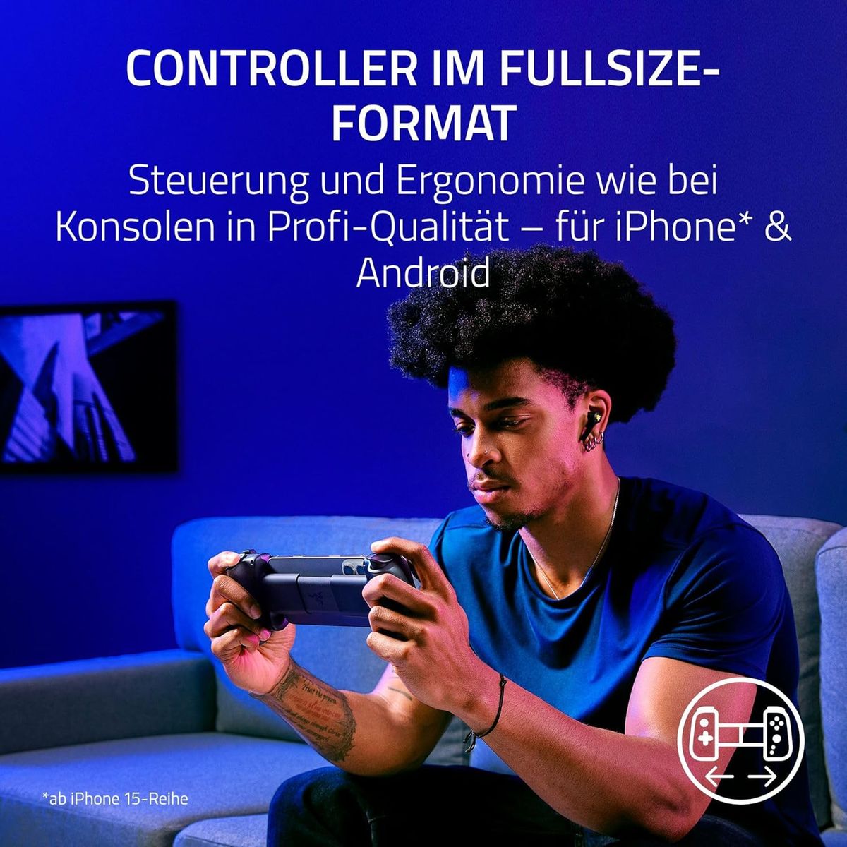 Razer Kishi V3 USB Gamepad kabelgebunden Typ-C, Analog / Digital, Android PC Xbox iOS, Schwarz