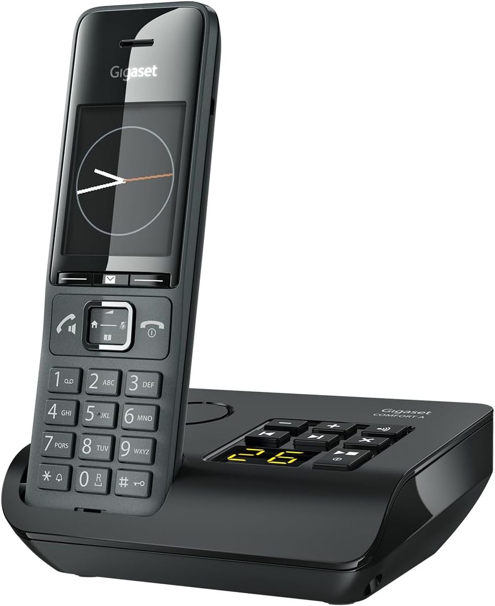 Gigaset Comfort 520A Schnurloses DECT-Telefon mit Anrufbeantworter, Elegantes Design, HD-Audio, Anrufsperre, Telefonbuch für 200 Kontakte, Dark Grey, EU
