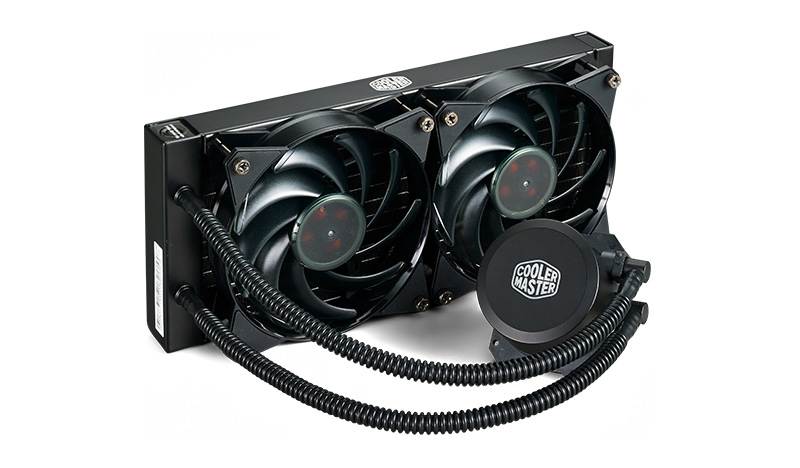 Cooler Master MasterLiquid Lite 240 All-in-One CPU-Flüssigkeitskühler, 240 mm Radiator, 2x 120 mm PWM-Lüfter, 12 V Pumpe, Aluminium, Schwarz