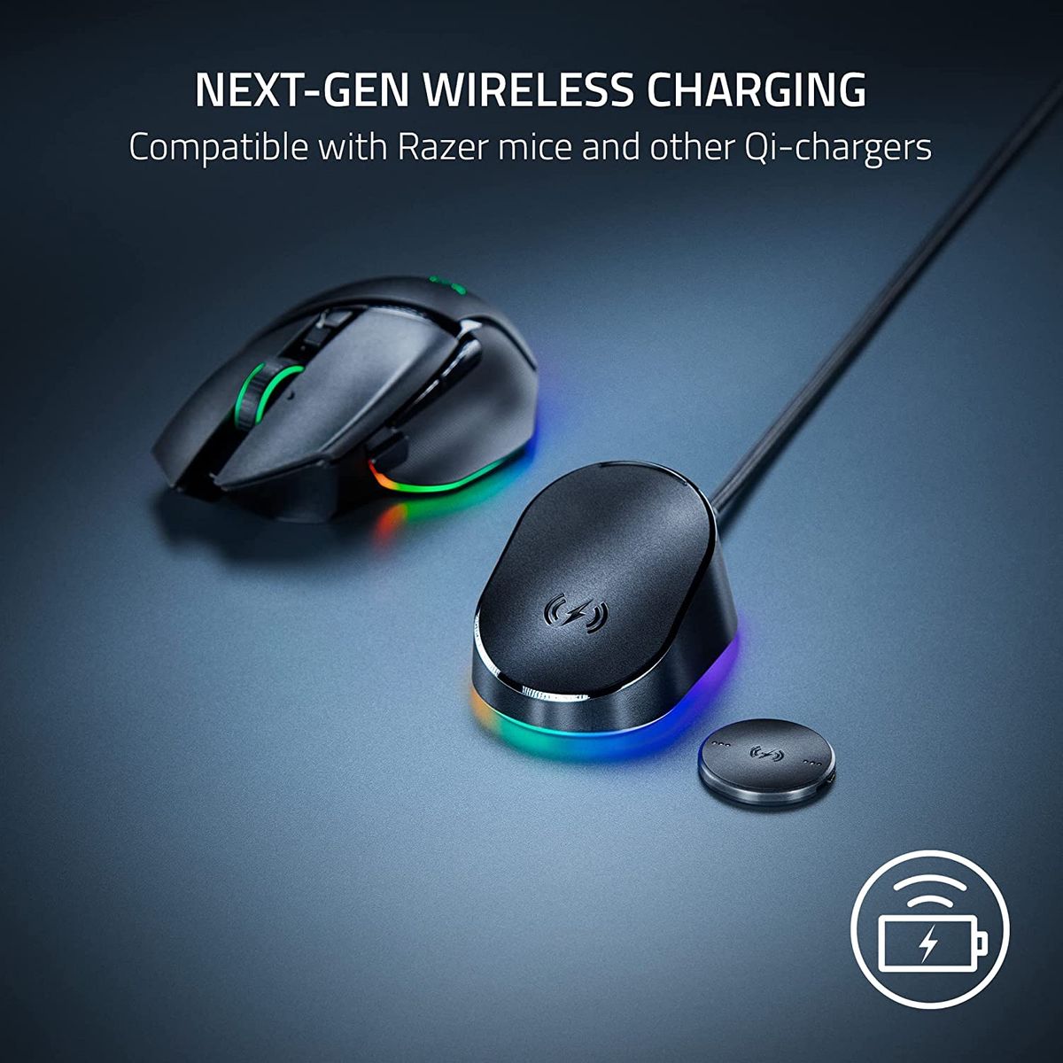 Razer Wireless Charging Puck Qi Lademodul für kompatible Razer Mäuse Black