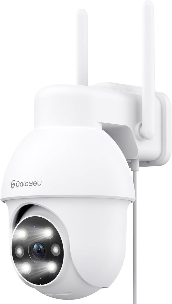 GALAYOU 2K Überwachungskamera Aussen, PTZ Outdoor WLAN IP Kamera überwachung außen, WiFi Dome Camera mit Farbiger Nachsicht, Zwei-Wege-Audio Y4 2.4Ghz-1P