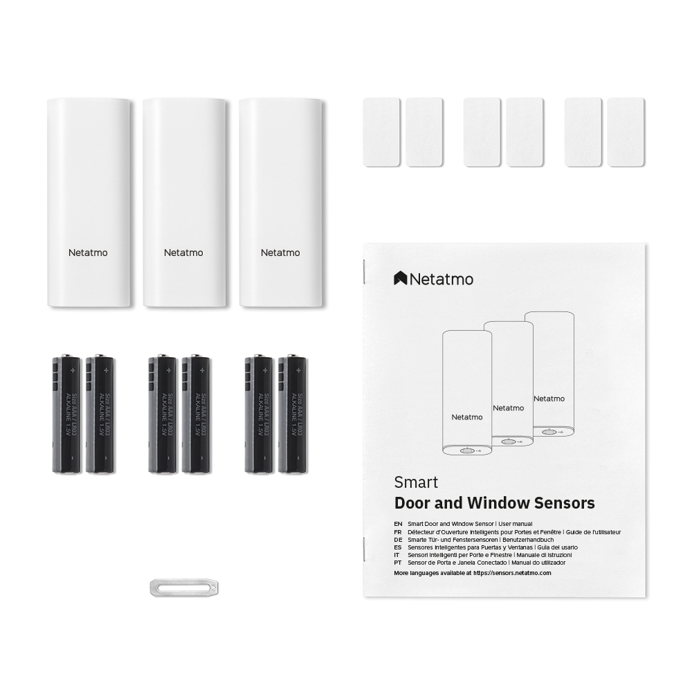 Netatmo DTG-IT Smart Tür-/Fenstersensor, kabellos, RF Wireless, Weiß, AAA-Batterie, 3er-Set