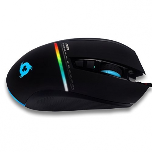 KLIM Skill Optische 4.000 DPI 2ms RGB Ergonomische Gaming Maus mit Daumenauflage