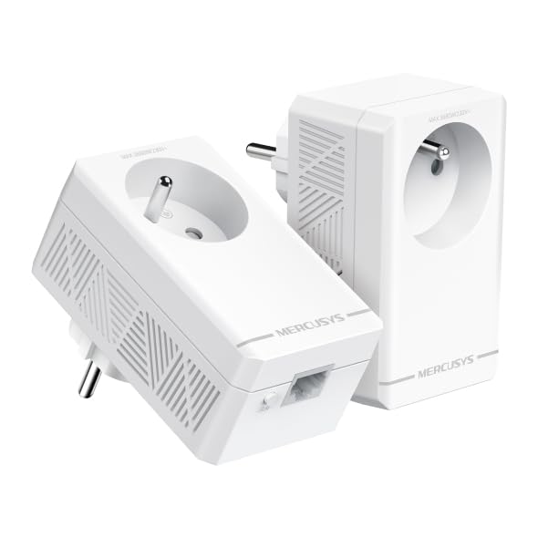 Mercusys MP500P KIT V1.0 Powerline Adapter CPL 1000 Mbit/s, 1x Gigabit LAN, Integrierter Steckverbinder Typ E (FR), HomePlug AV2, 2er-Set