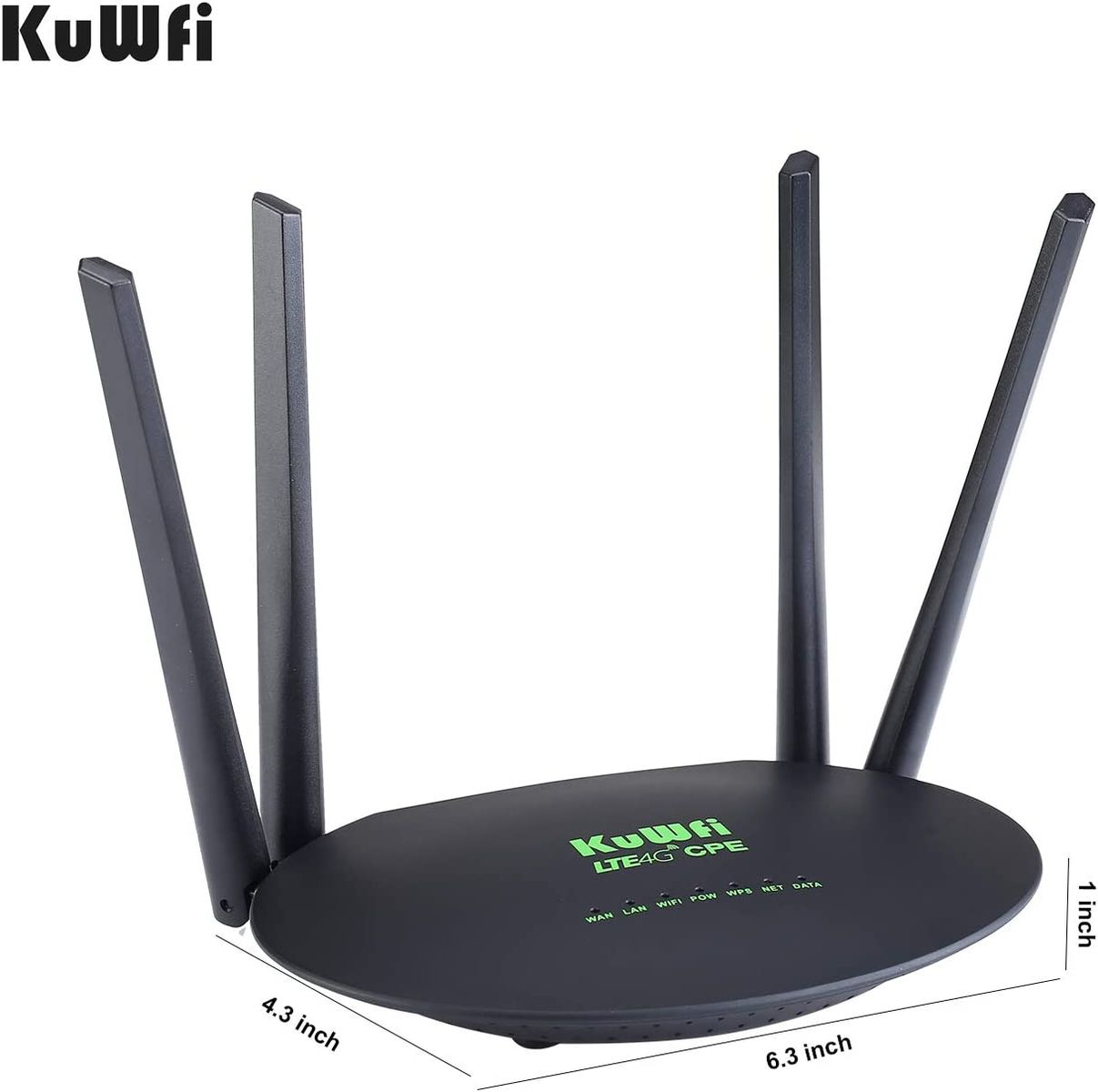 KuWFi Router 4G LTE WLAN CPE 4G LTE entsperrt 300 Mbit/s Slot für SIM-Karte 4 Stück leistungsstarke WiFi-Antenne nicht abnehmbar Cat4 150 Mbps Wi-Fi teilen 32 Benutzer
