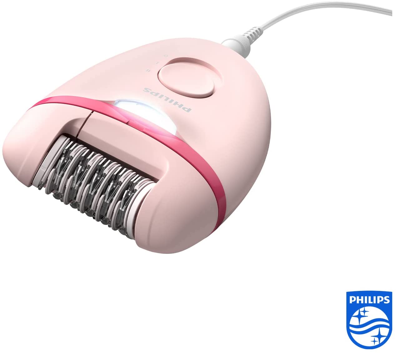 Philips Satinelle Essential epilator set BRP531/00 Smooth skin for weeks 2 speed settings mini epilator for sensitive areas tweezers for fine corrections pink/white.
