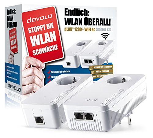 devolo dLAN 1200+ WiFi ac Powerlan Adapter Starter Kit (1200 Mbit/s 2 Adapter im Set) white