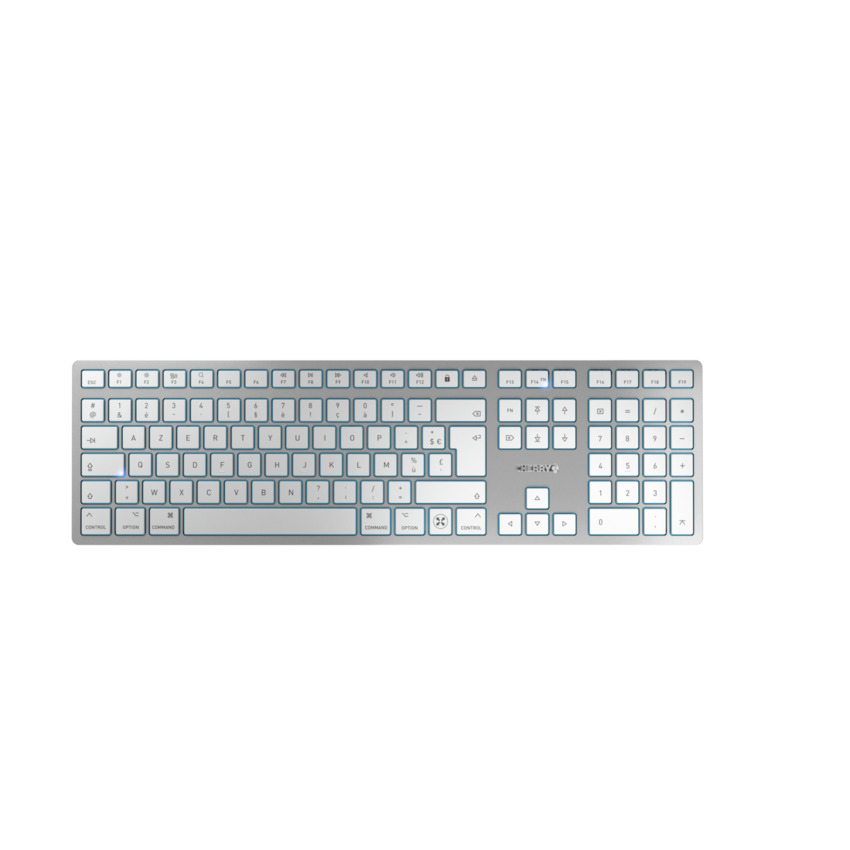 CHERRY KW 9100 SLIM FOR MAC Tastatur Universal USB + Bluetooth Silber - (FRA Layout - AZERTY)