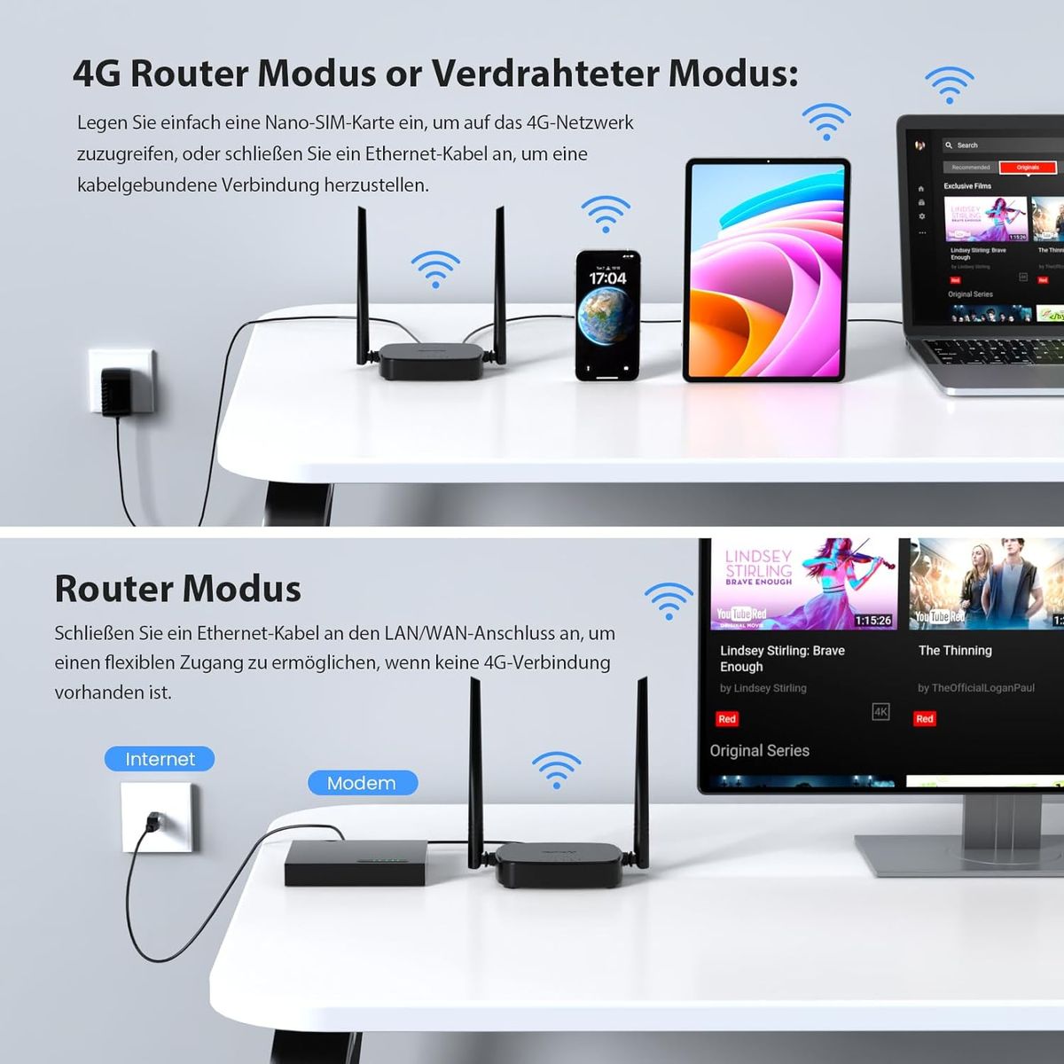Tenda 4G03 Pro 4G LTE Router, WLAN Router für Nano-SIM-Karten (N300 CAT4, 150 Mbit/s im Download, 300 Mbit/s 2,4GHz) 2*4dBi Antennen, Plug & Play, Fast-Ethernet-Port, App, Router Modus, LED, Schwarz 4G03 Pro|Wi-Fi N300 CAT4 Tenda 4G03 Pro 4G LTE Router, WLAN Router für Nano-SIM-Karten (N300 CAT4, 150 Mbit/s im Download, 300 Mbit/s 2,4GHz) 2*4dBi Antennen, Plug & Play, Fast-Ethernet-Port, App, Router Modus, LED, Schwarz 4G03 Pro|Wi-Fi N300 CAT4
