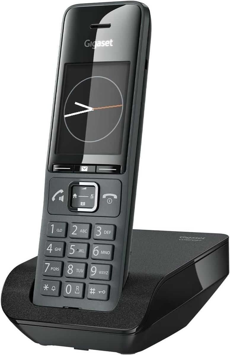 Gigaset Comfort 520 - Schnurlostelefon - Elegantes Design - Brillante Klangqualität auch bei freihändigen Reden - Bequemer Anrufschutz - Telefonbuch mit 200 Kontakten, Titanschwarz