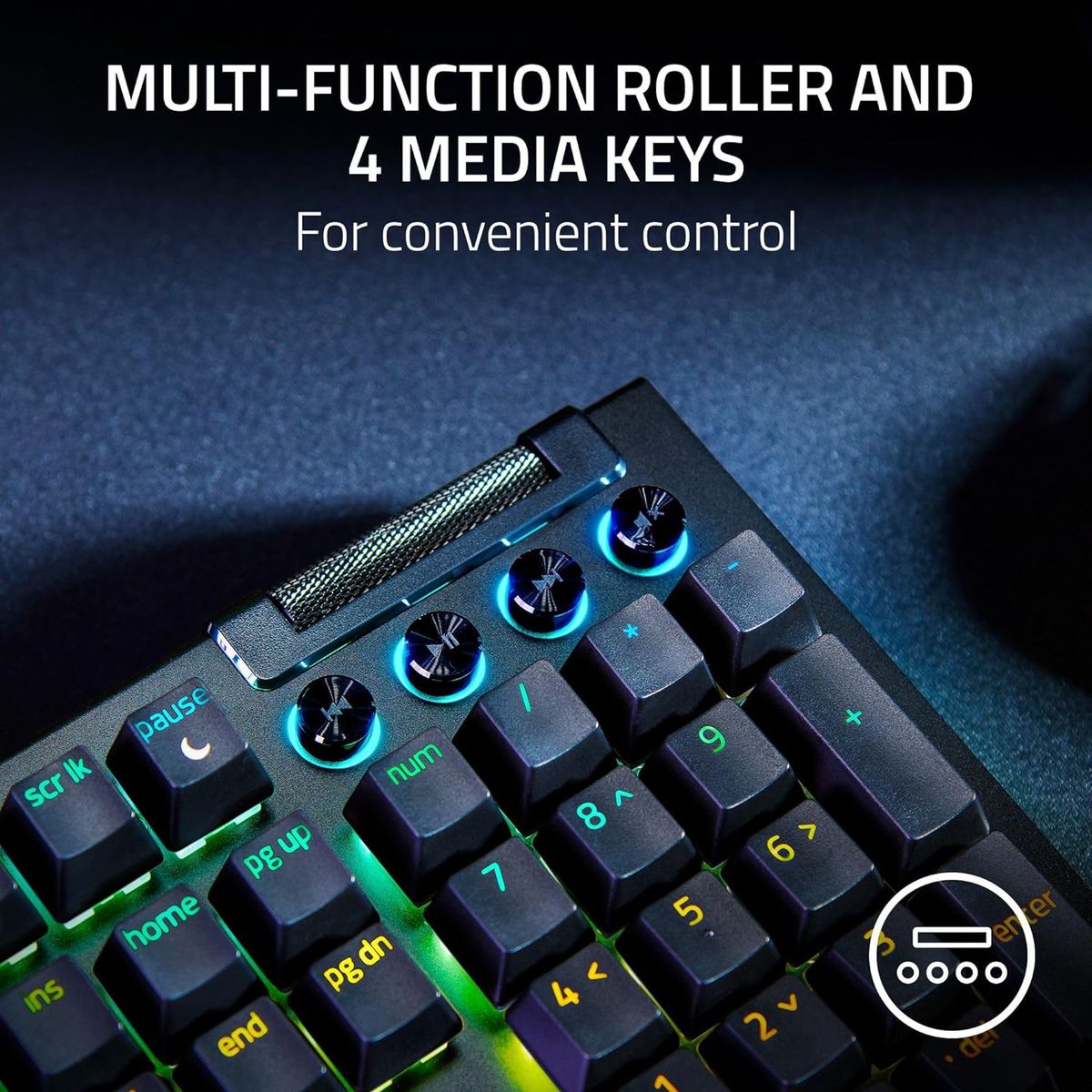 Razer BlackWidow V4 (Green Switch) - Mechanische Gaming-Tastatur mit Razer Chroma RGB (Clicky Mechanical Switches, 6 dedizierte Makrotasten, Doubleshot-ABS-Tastenkappen)