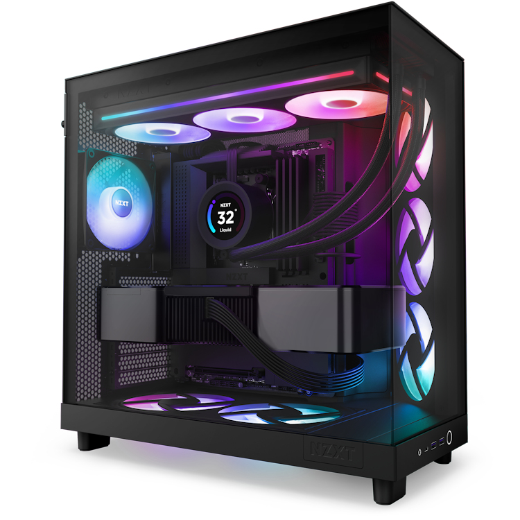 NZXT RF-U36HF-B1 Gehäuselüfter 360 mm, 2400 RPM, FDB-Lager, RGB 8 LEDs, 75,12 m³/h, max. 30 dB, Schwarz