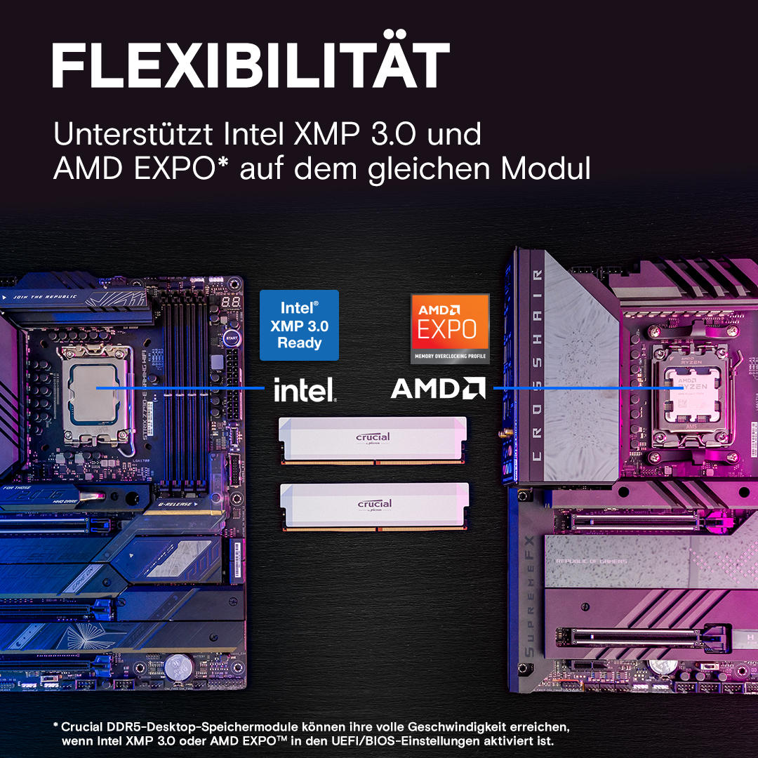 Crucial CP2K16G60C36U5W Pro DDR5 Arbeitsspeicher 32 GB (2 x 16 GB) 6000 MHz CL36 1,35 V XMP 3.0 EXPO