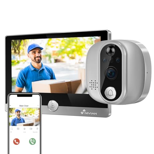NIVIAN NVS-IPC-DOORVIEW1 Türspionkamera, Full HD 1080p, Akku 5200mAh, WLAN, PIR-Sensor, Zwei-Wege-Audio, Nachtsicht, Türklingel, App-Steuerung