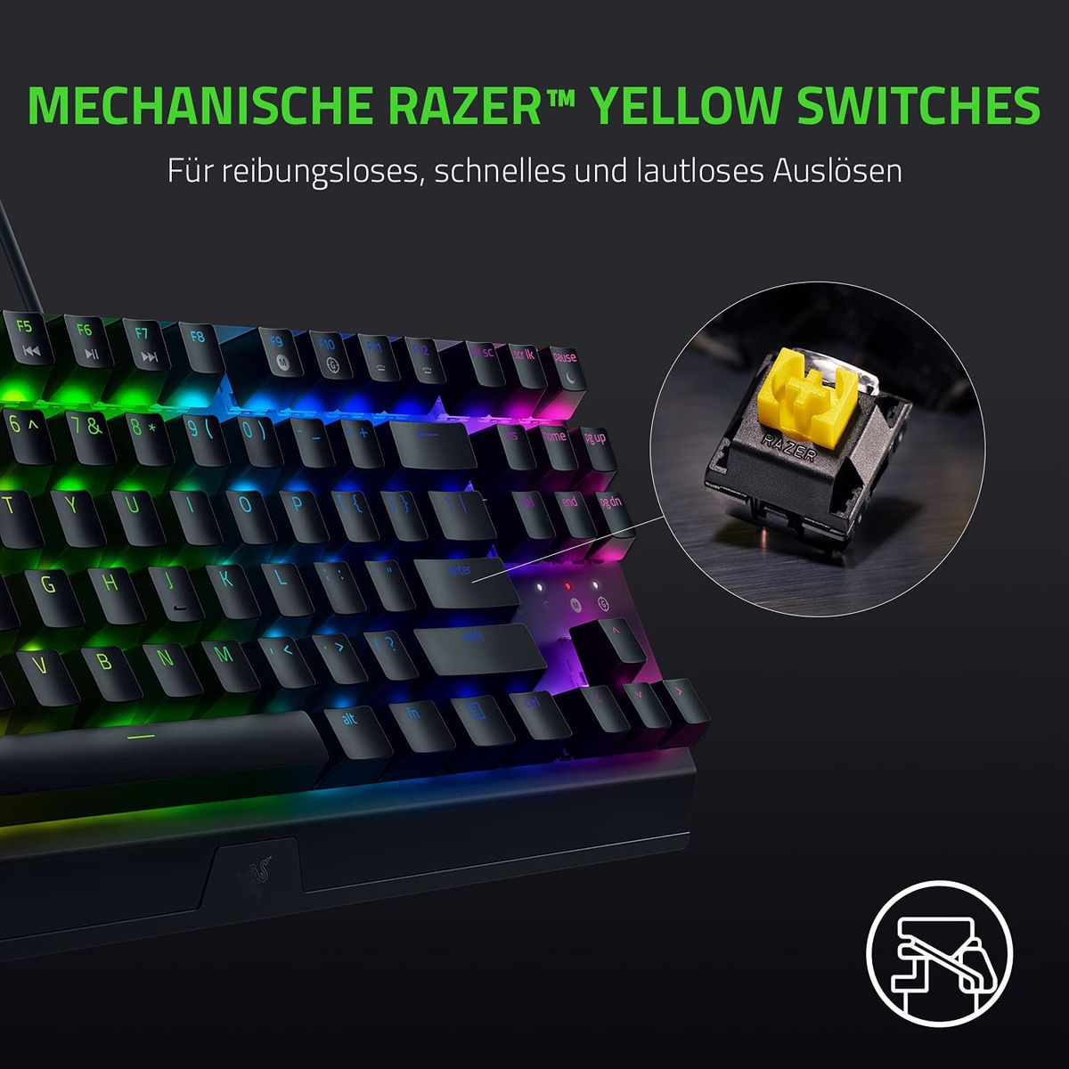 Razer BlackWidow V3 TKL Gaming Keyboard Green Switches Chroma RGB DEU Layout QWERTZ