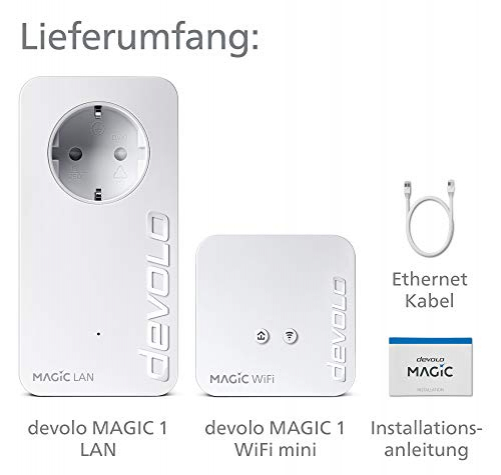 devolo Magic 1 1200 Wi-Fi mini Starter Kit dLAN 2.0: Ideal für Home Office Streaming Kompaktes Starter Kit für zuverlässiges raumübergreifendes WLAN einfach via Stromleitung