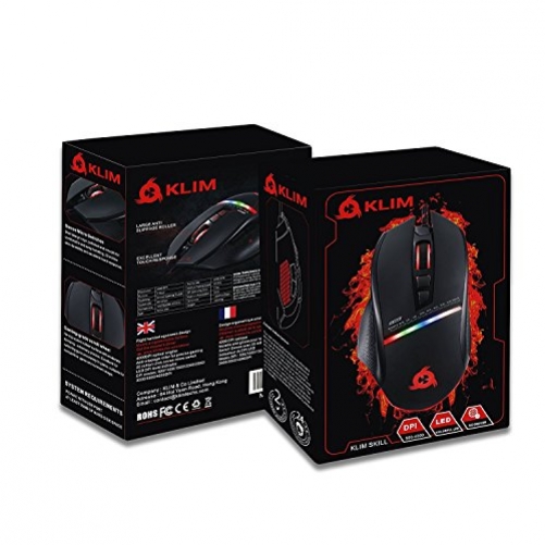 KLIM Skill Optische 4.000 DPI 2ms RGB Ergonomische Gaming Maus mit Daumenauflage
