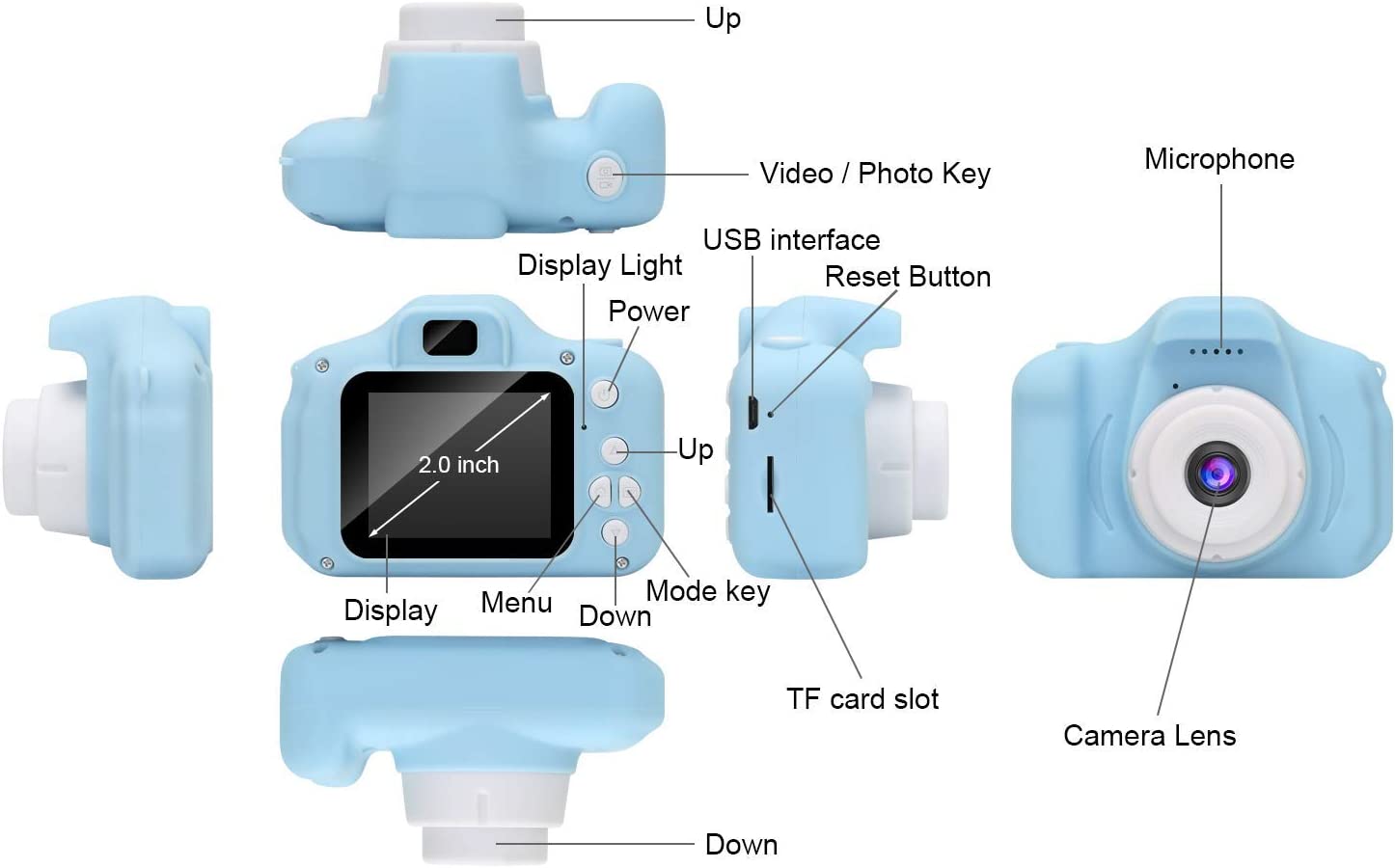 GlobalCrown Kinder Kamera,Mini wiederaufladbare Kinder Digitalkamera Stoßfeste Video Camcorder Geschenke für 3-8 Jahre Jungen Mädchen,8MP HD Video 2 Zoll Bildschirm für Kinder (32 GB Karte enthalten) Blau GlobalCrown Kinder Kamera,Mini wiederaufladbare Kinder Digitalkamera Stoßfeste Video Camcorder Geschenke für 3-8 Jahre Jungen Mädchen,8MP HD Video 2 Zoll Bildschirm für Kinder (32 GB Karte enthalten) Blau
