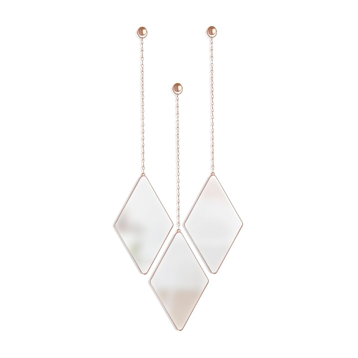 Umbra Dima 3-piece wall mirror and wall decoration, metal, brass, diamond shape 29 x 18 x 1.5 cm brass