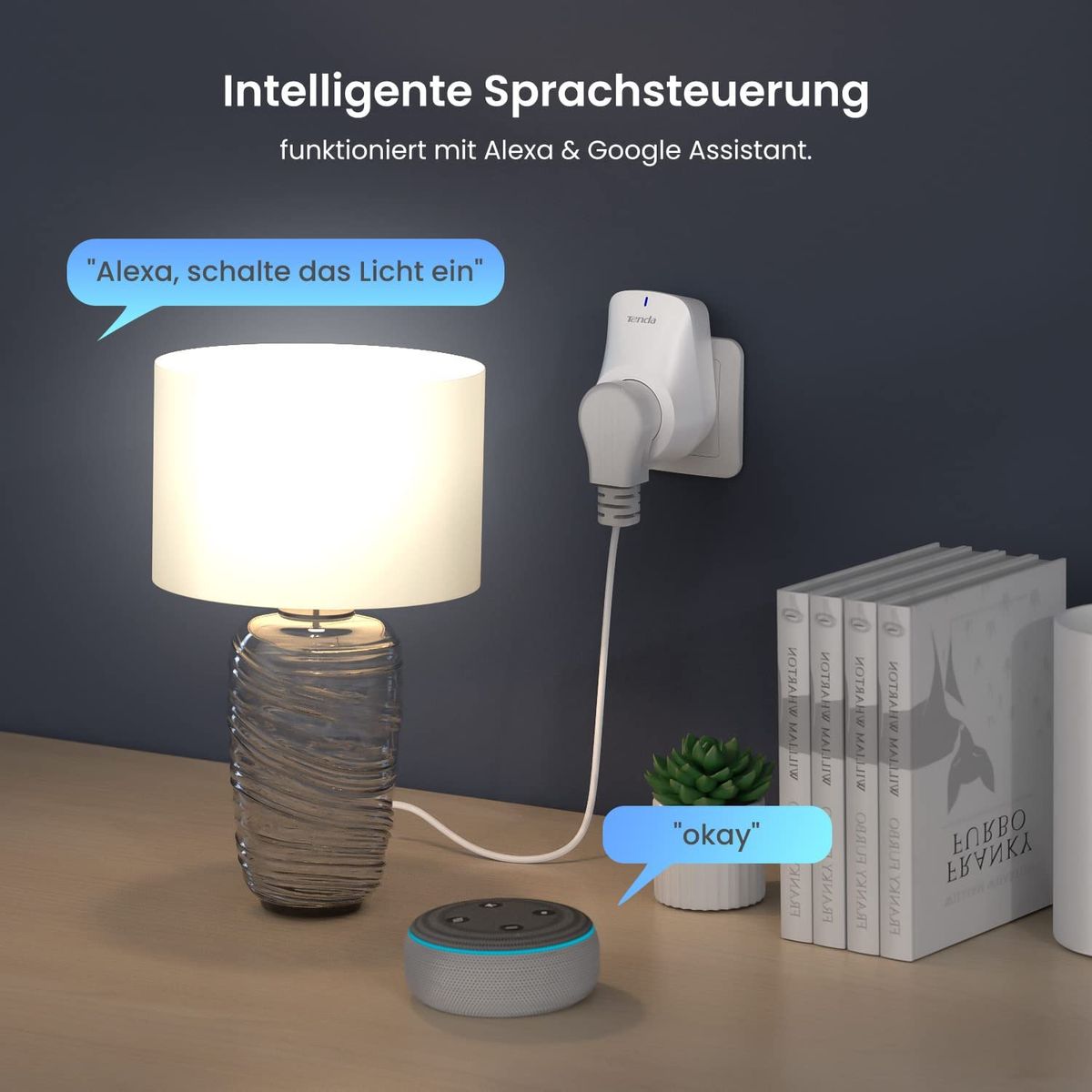 Tenda WLAN Smart Steckdose SP9, 16A Wifi Plug mit Energieverbrauchsanzeige, App- und Sprachsteuerung (Alexa & Google home) , Timer, AwayModus Kinderschutz, 4er pack (Nur 2.4GHz WiFi) Mit Energieverbrauchsanzeige 4er Pack 16a