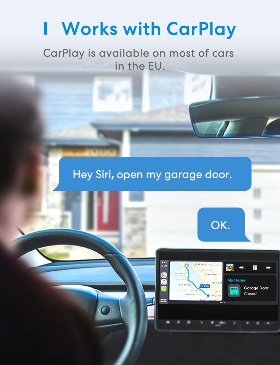 meross Smart Garagentoröffner funktioniert mit Apple HomeKit, Externe Antenne und bis zu 3 einzelne Türen, APP-Steuerung, Kompatibel mit Siri und Alexa, Google Assistant, 2,4 GHz bis zu 3 einzelne Türen Single
