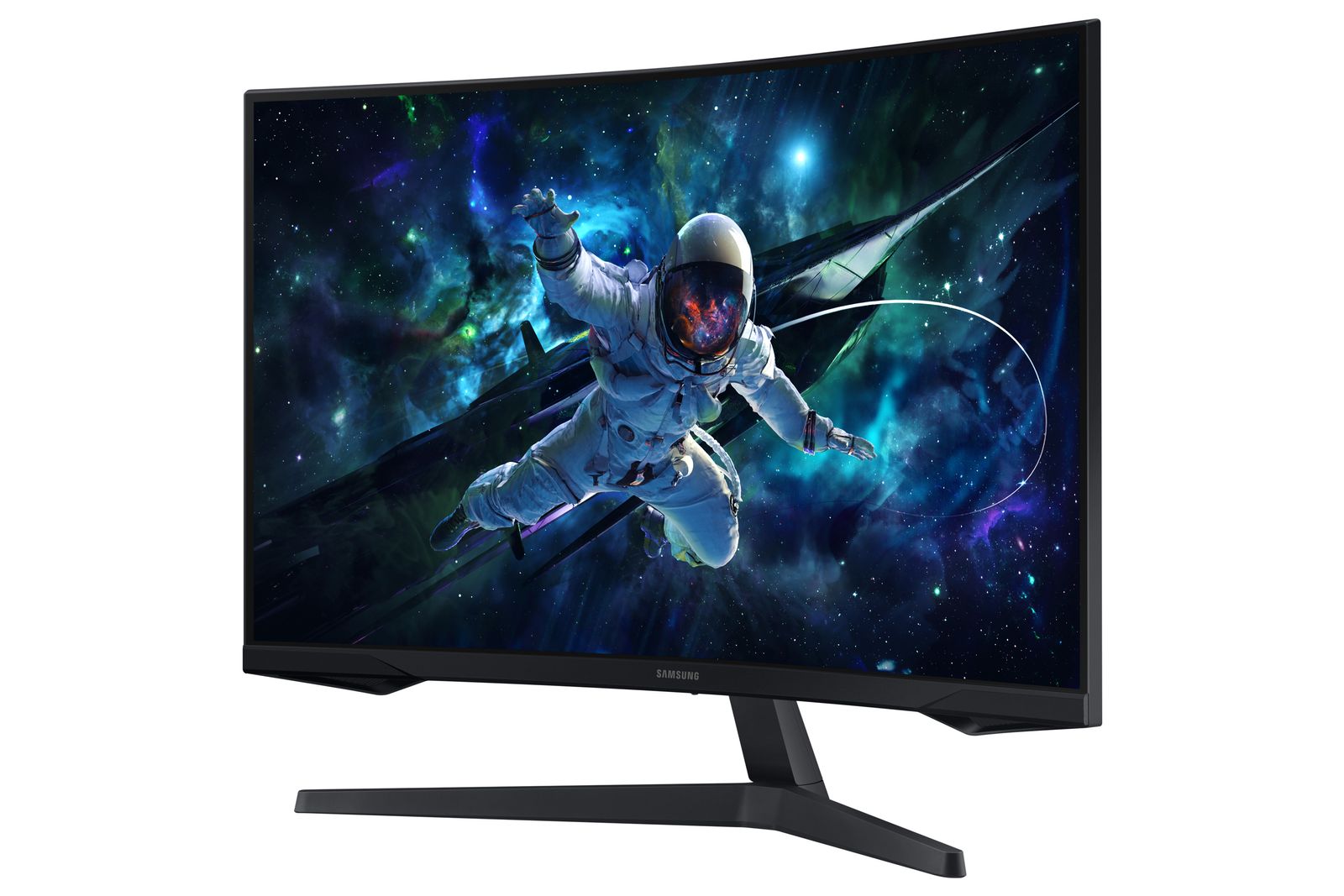 Samsung Odyssey G55C Curved Gaming Monitor, 32 Zoll, Bildschirm mit VA-Panel, 2.560 x 1.440 Pixel, 1.000R Radius, HDR10, AMD FreeSync, Bildwiederholrate 165 Hz, Reaktionszeit 1 ms (MPRT)