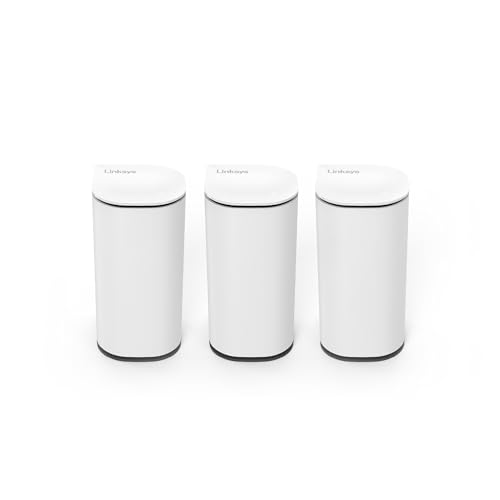 Linksys Velop Micro 7 Mesh-System, Dual-Band WiFi 7, Mesh-Abdeckung bis zu 200 m² pro Node, 2,5 Gbit/s Ethernet, Sofort-Setup ohne App, 3er-Pack