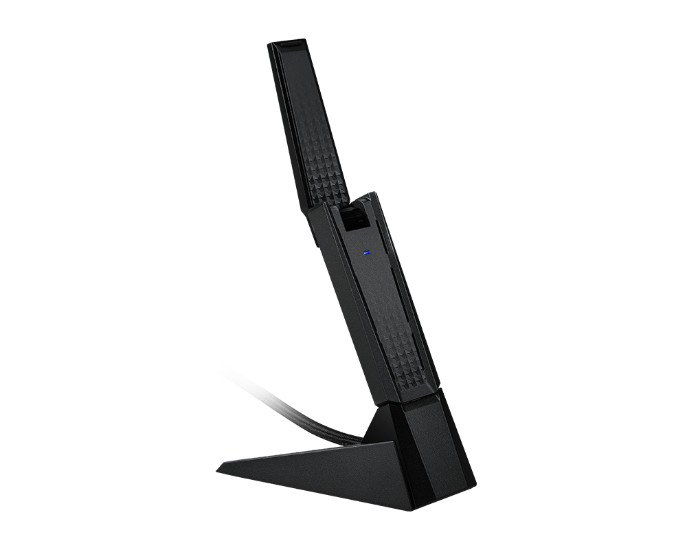 MSI AXE5400 USB-WLAN-Adapter, USB Typ-A, USB 2.0, Kabellos 2,4/5 GHz, Schwarz