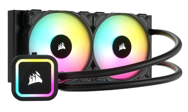 Corsair CW-9060065-WW2 All-in-One CPU-Wasserkühler 240 mm, 2x 120 mm Lüfter 1500 RPM, RGB, Hydrauliklager, Schwarz, kompatibel mit LGA1700/AM5