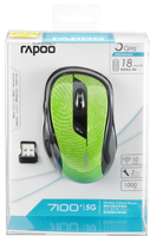 rapoo 7100P Optische 1.000 DPI 5GHz Wireless Ergonomische 6-Tasten Maus grün