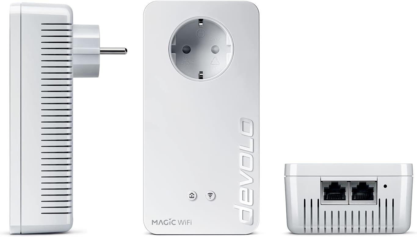 devolo 8815 Magic 2 WiFi 6 Erweiterungsadapter, WLAN Powerline Adapter -bis zu 2.400 Mbit/s, Mesh WLAN Access Point, 2X Gigabit LAN Anschluss dLAN 2.0, weiß