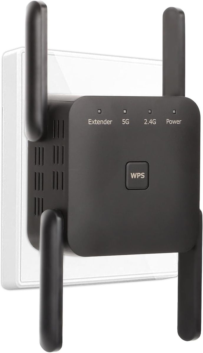 Glxertvz WLAN Repeater WLAN Verstärker 1200Mbit/s Dualband 2,4GHz+5GHz WiFi Booster mit Repeater/Router/Access Point Modus,4 Antenne,Einfache Einrichtung,WiFi Range Extender Mit LAN/WAN Port