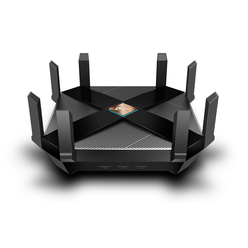 TP-Link Archer AX6000 Wi-Fi 6 WLAN Router (4804 Mbit/s 5 GHz, 1148 Mbit/s 2,4 GHz, 8 × Gigabit LAN-Ports, 2 × USB 3.0 auf Type A undType C, HomeCare, Schnellinstallation), schwarz