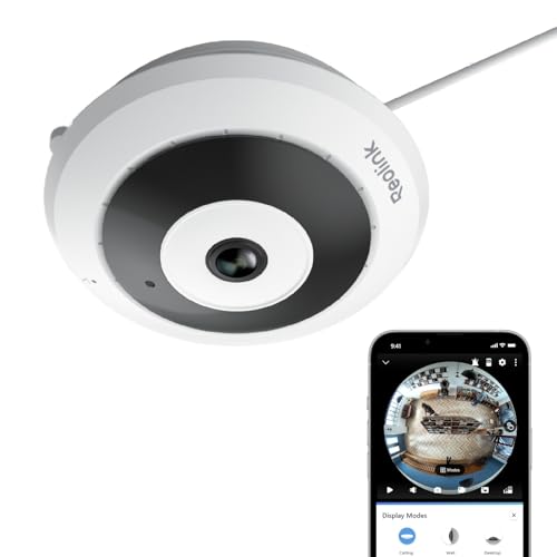 Reolink FE-W-White 6MP Fisheye Indoor Überwachungskamera, 360° Panorama, Dualband WLAN 2,4/5 GHz, Personenerkennung, 2-Wege-Audio, microSD, Decken-/Wand-/Tischmontage