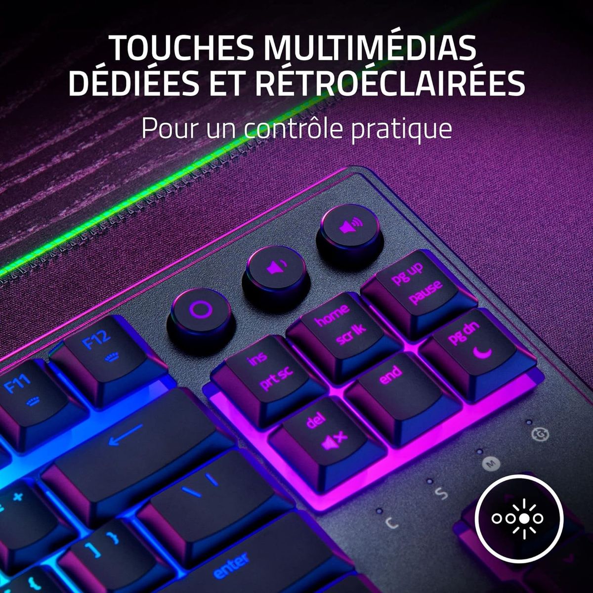 Razer Ornata V3 TKL Gaming Keyboard Media Buttons Mecha-Membrane Switches RGB FRA Layout AZERTY
