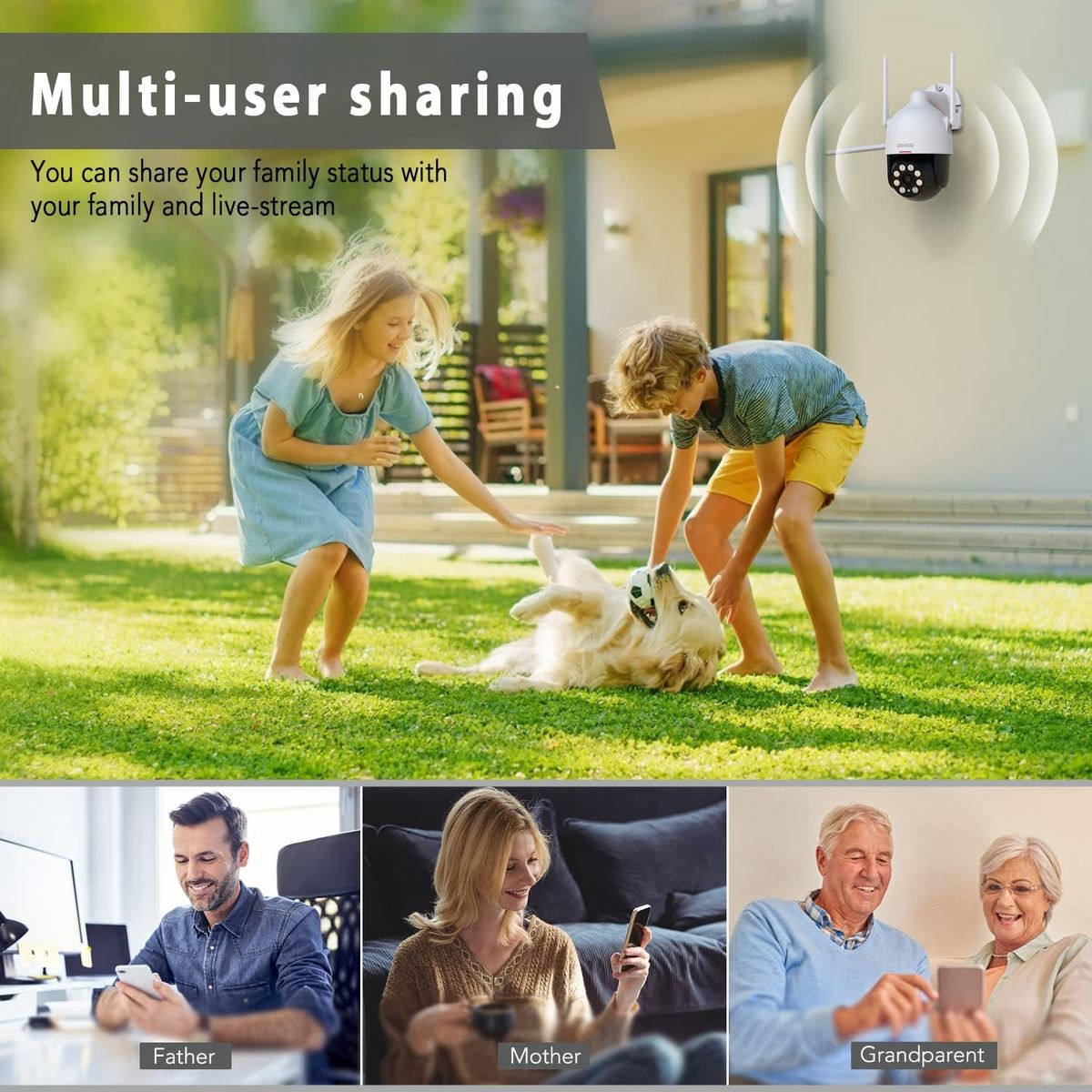 DEKCO 2K Überwachungskamera Aussen WLAN, 350°/90° Schwenkbar WLAN Kamera Outdoor, 3MP WiFi Kamera mit Automatische Verfolgung, 30m Nachtsicht in Farbe, 2-Wege Audio, IP66…