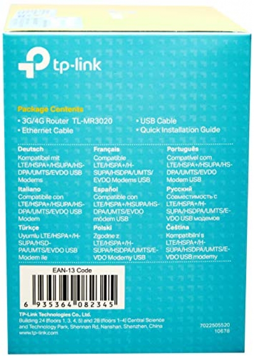 TP-Link TL-MR3020 Einzelband (2,4GHz) Schnelles Ethernet 3G 4G Grau - Weiß WLAN-Router, TL-MR3020 V3.0