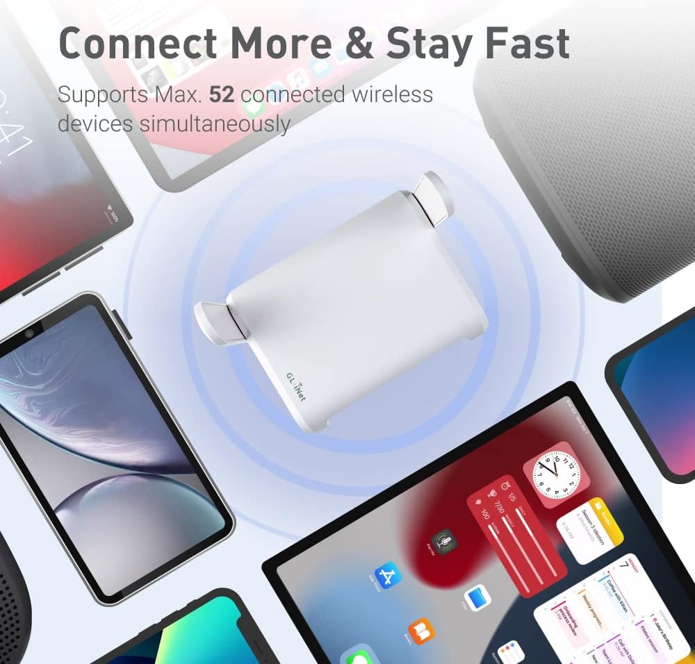 GL-SFT1200 (Opal) Sicherer WLAN-Router für unterwegs – AC1200 Dualband-Gigabit-Wireless-Internet-Router | IPv6 | USB-2.0 | MU-MIMO | 128 MB Arbeitsspeicher | Repeater-Brücke | Access Point-Modus