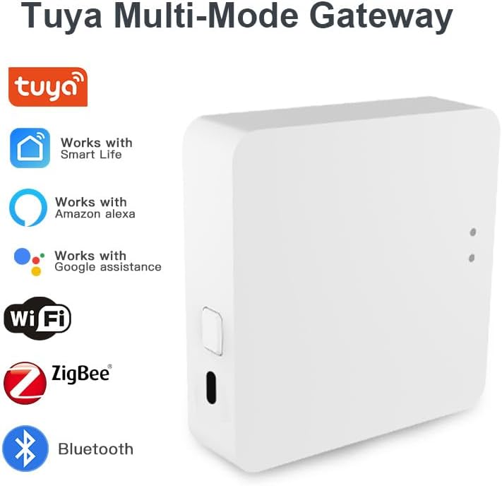 Tuya GWTRH003 Multimode-Gateway Bluetooth & Zigbee, WLAN 2,4 GHz, bis zu 30 gleichzeitige Verbindungen, verwaltet bis zu 128 Zigbee-Geräte, USB-C