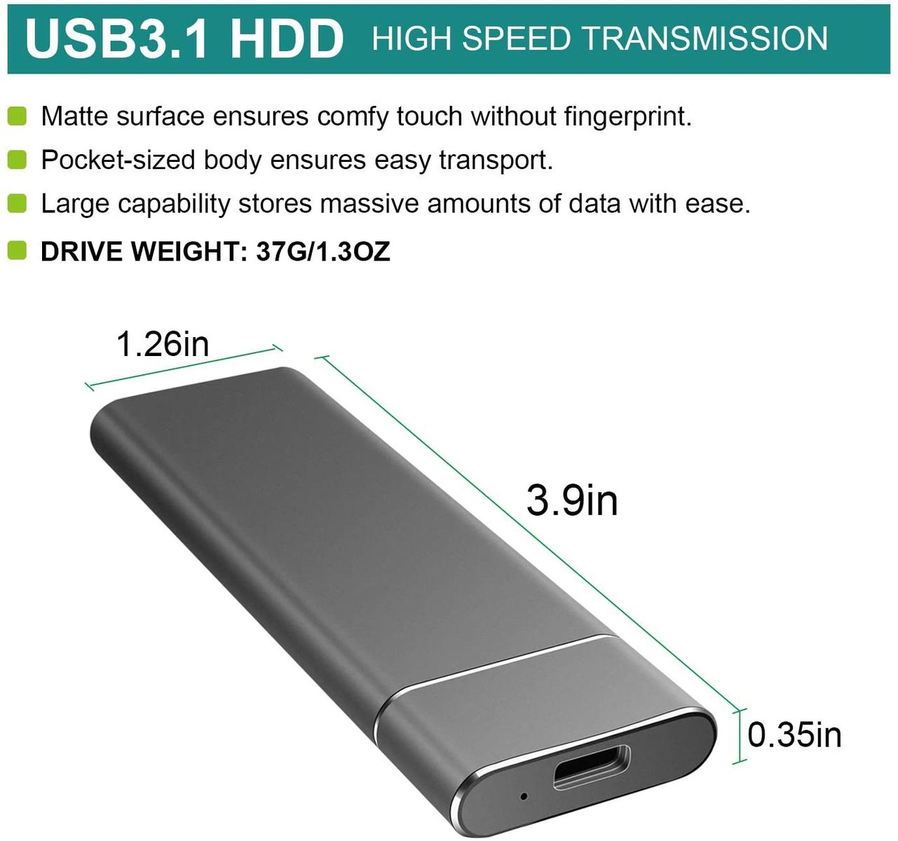 Neeta 2TB External Hard Drive Portable Ultra Slim Type C USB 3.1 Hard Drive for PC, Mac, Windows, Apple, Xbox One S (2 TB, silver)